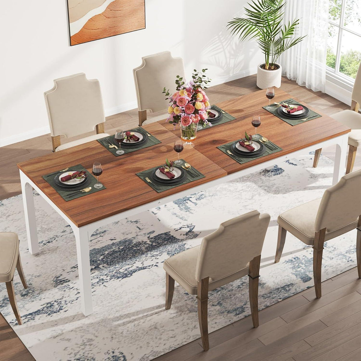 Industrietisch Esstisch 200x70cm Nussbaum für 6-8 Personen