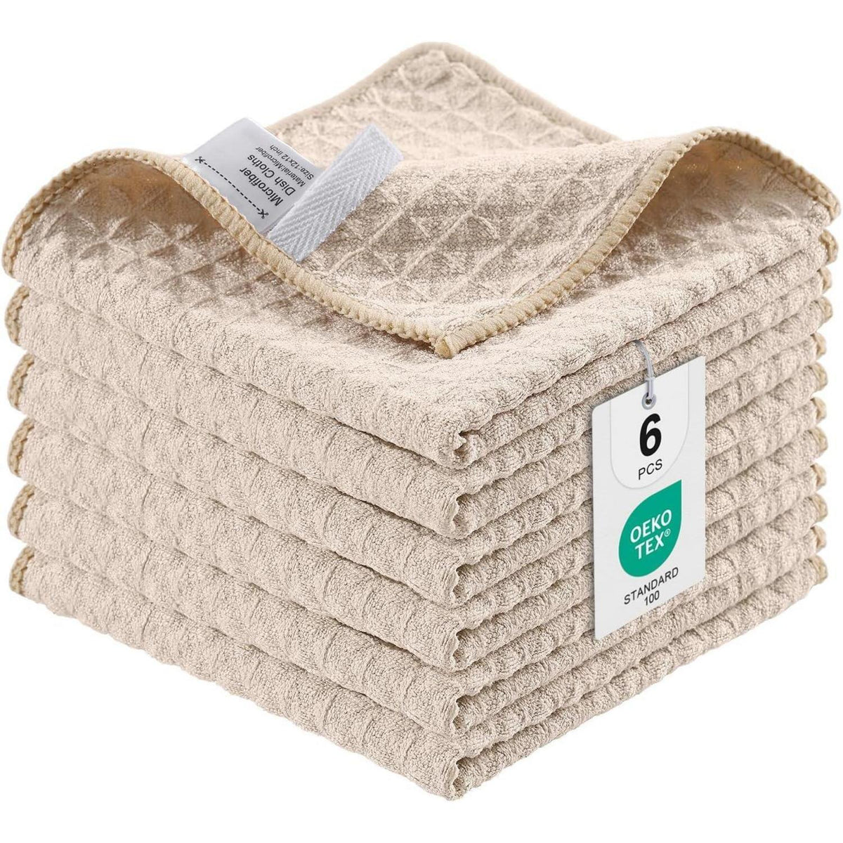 Mikrofasertücher 6er-Set, saugfähig, fusselfrei, beige