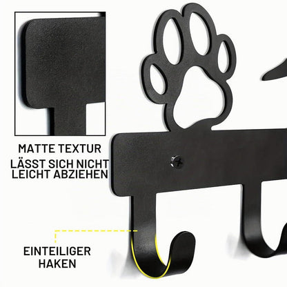 Hundegarderobe mit 5 Haken und Pfotenabdruck-Design