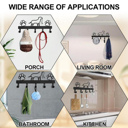 Hundegarderobe mit 5 Haken und Pfotenabdruck-Design