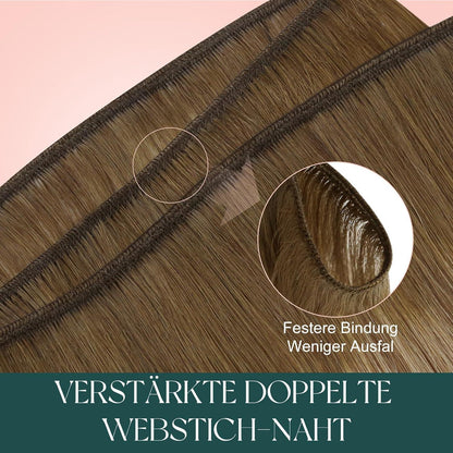 Echthaar Tressen Balayage Braun Ombre Blond 55cm