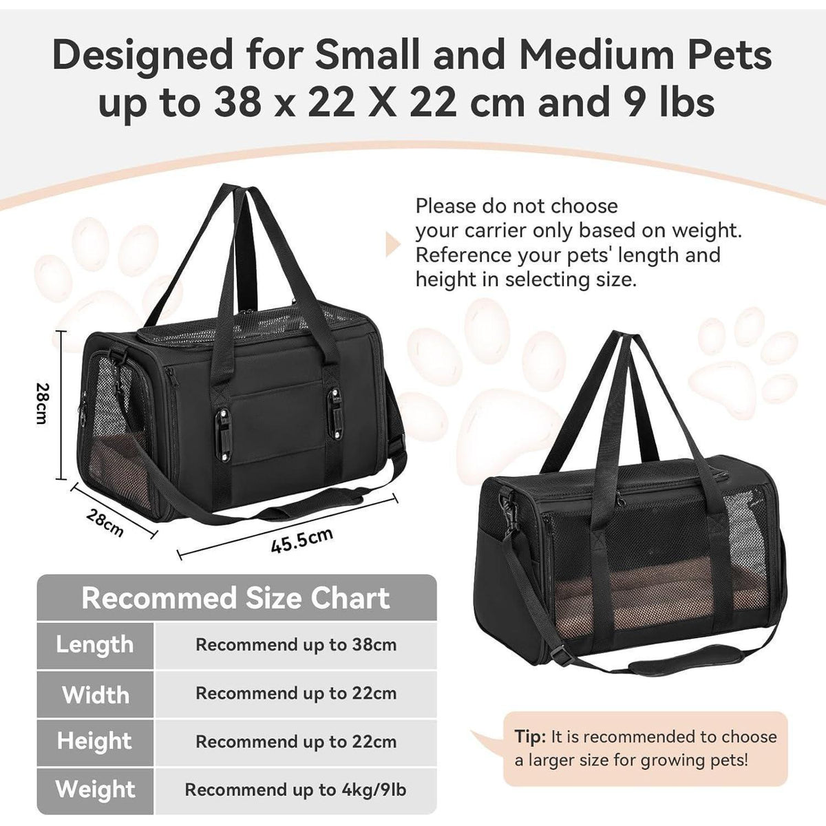 Katzen Transportbox faltbar mit Netzfenstern & Kissen