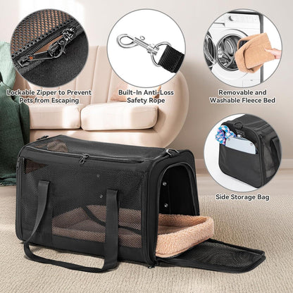 Katzen Transportbox faltbar mit Netzfenstern & Kissen