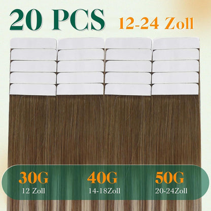 Echthaar Tape Extensions Blond Ombre 50cm