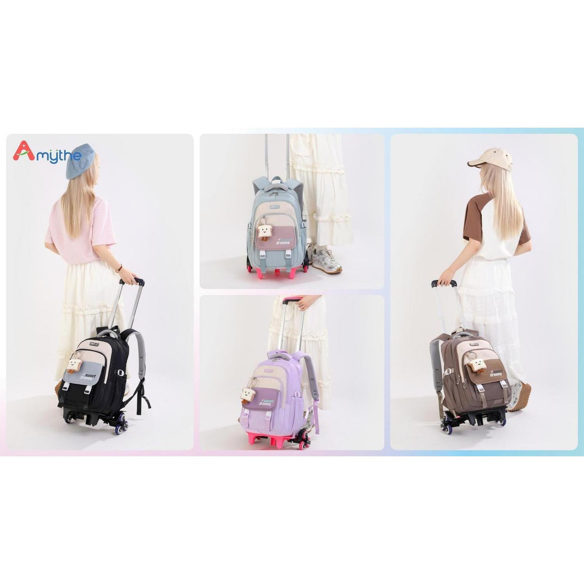 Schulrucksack Trolley Mädchen Teenager Schwarz 36L