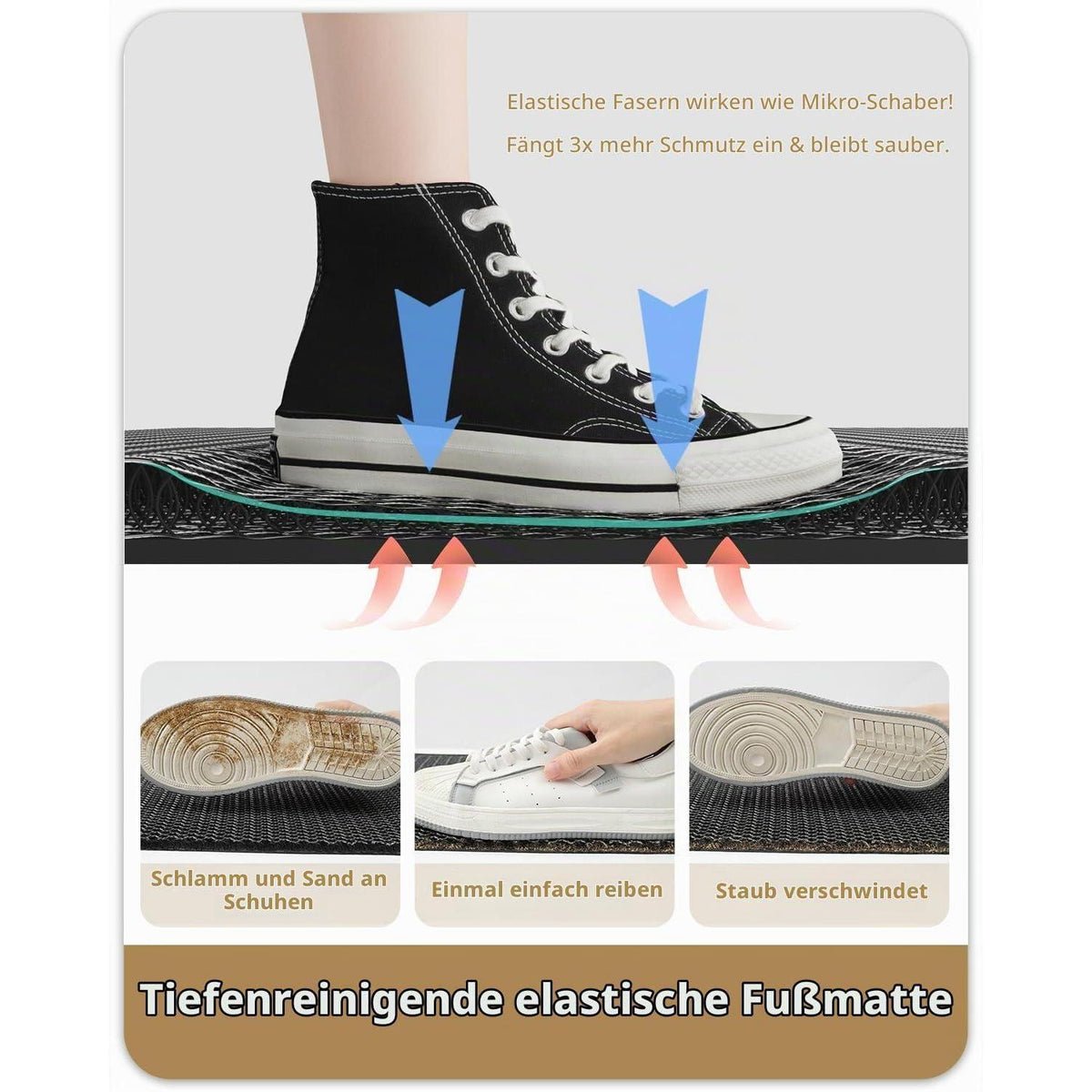 Fußmatte außen Schwarz Grau 90x150 cm – Schmutzfangmatte für Haus & Terrasse