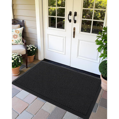 Fußmatte außen Schwarz Grau 90x150 cm – Schmutzfangmatte für Haus & Terrasse