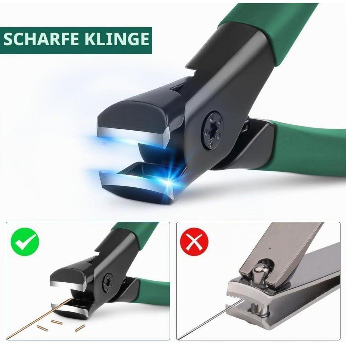 Nagelknipser für dicke Nägel mit Auffangbehälter – Grün