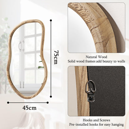 Rustikaler Wandspiegel mit Holzrahmen – Asymmetrisch & Unregelmäßig