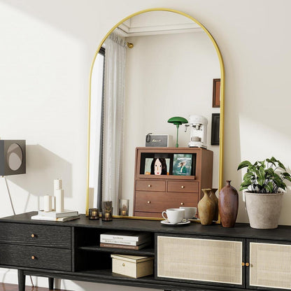 Bogen Wandspiegel Gold 100x75 cm | Badezimmer Spiegel Deko