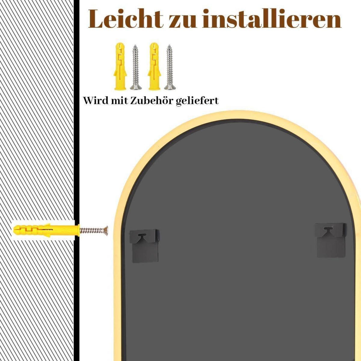 Bogen Wandspiegel Gold 100x75 cm | Badezimmer Spiegel Deko