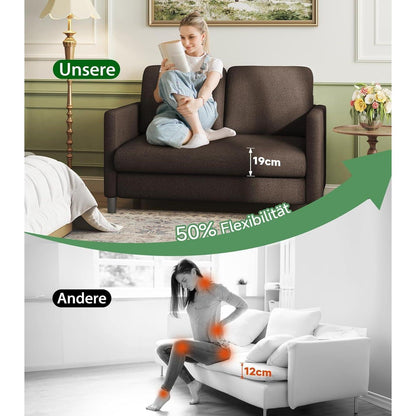 Kleines 2-Sitzer Sofa Braun 130cm – Mini Couch für Jugendzimmer