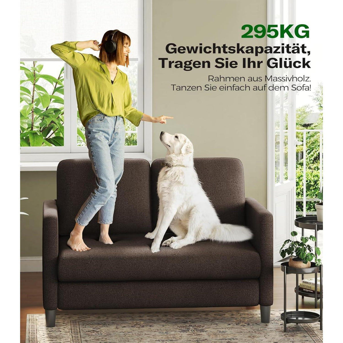 Kleines 2-Sitzer Sofa Braun 130cm – Mini Couch für Jugendzimmer