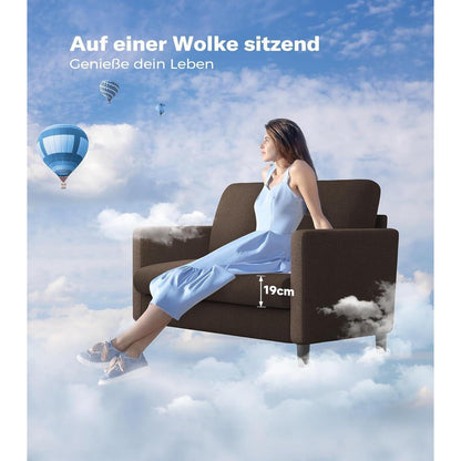 Kleines 2-Sitzer Sofa Braun 130cm – Mini Couch für Jugendzimmer