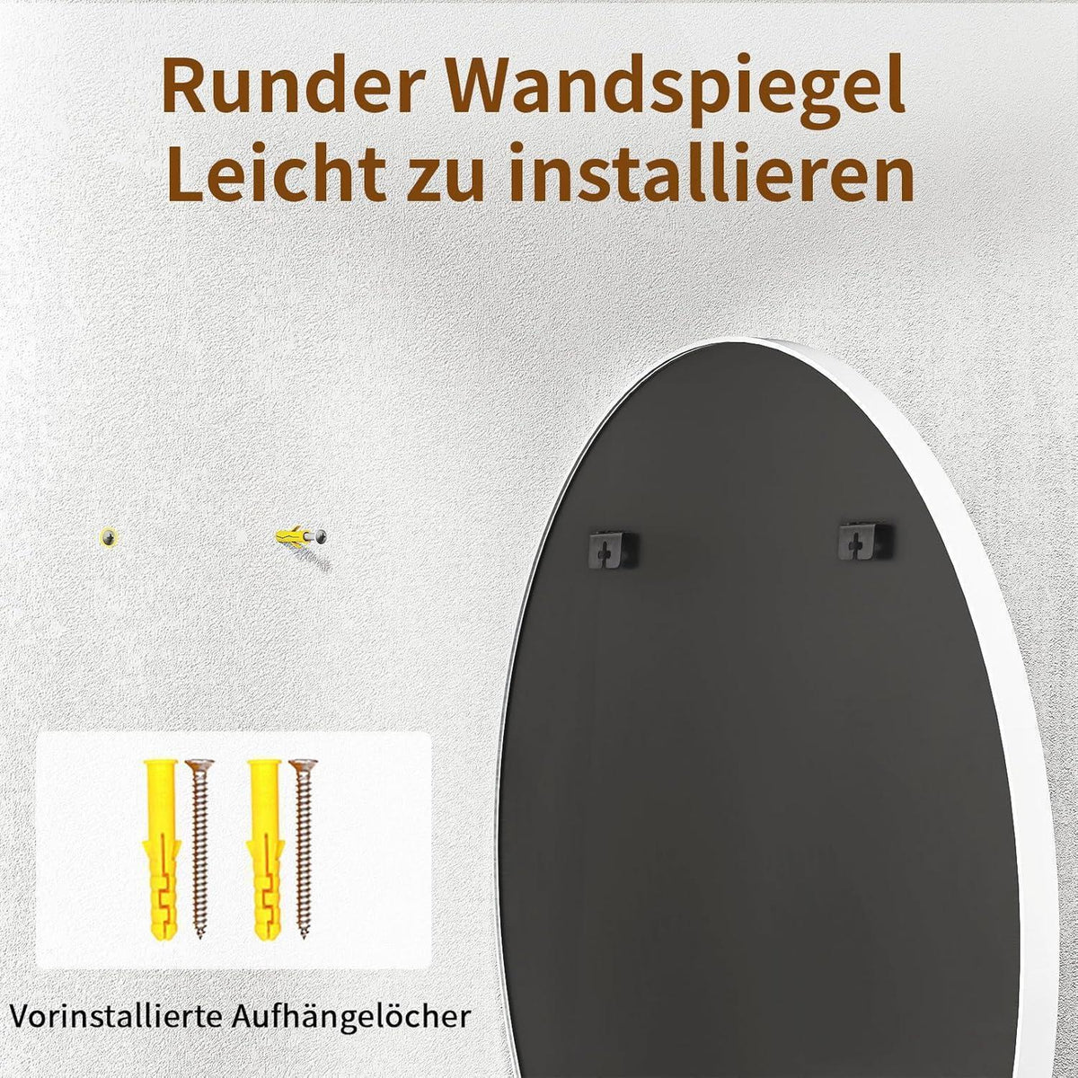 Runder Wandspiegel 76cm mit Aluminiumrahmen – Badezimmer Spiegel