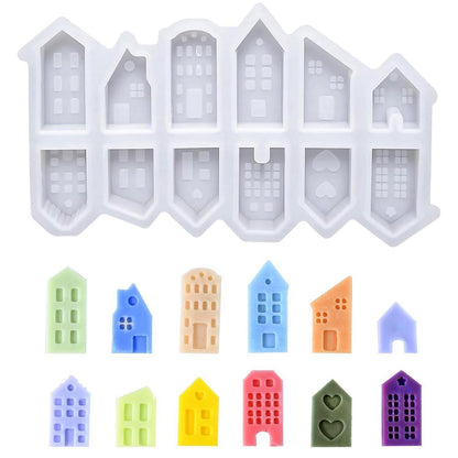 Silikonformen Häuser 12er Set – Gießformen für Kerzen & DIY