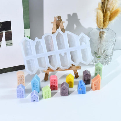 Silikonformen Häuser 12er Set – Gießformen für Kerzen & DIY