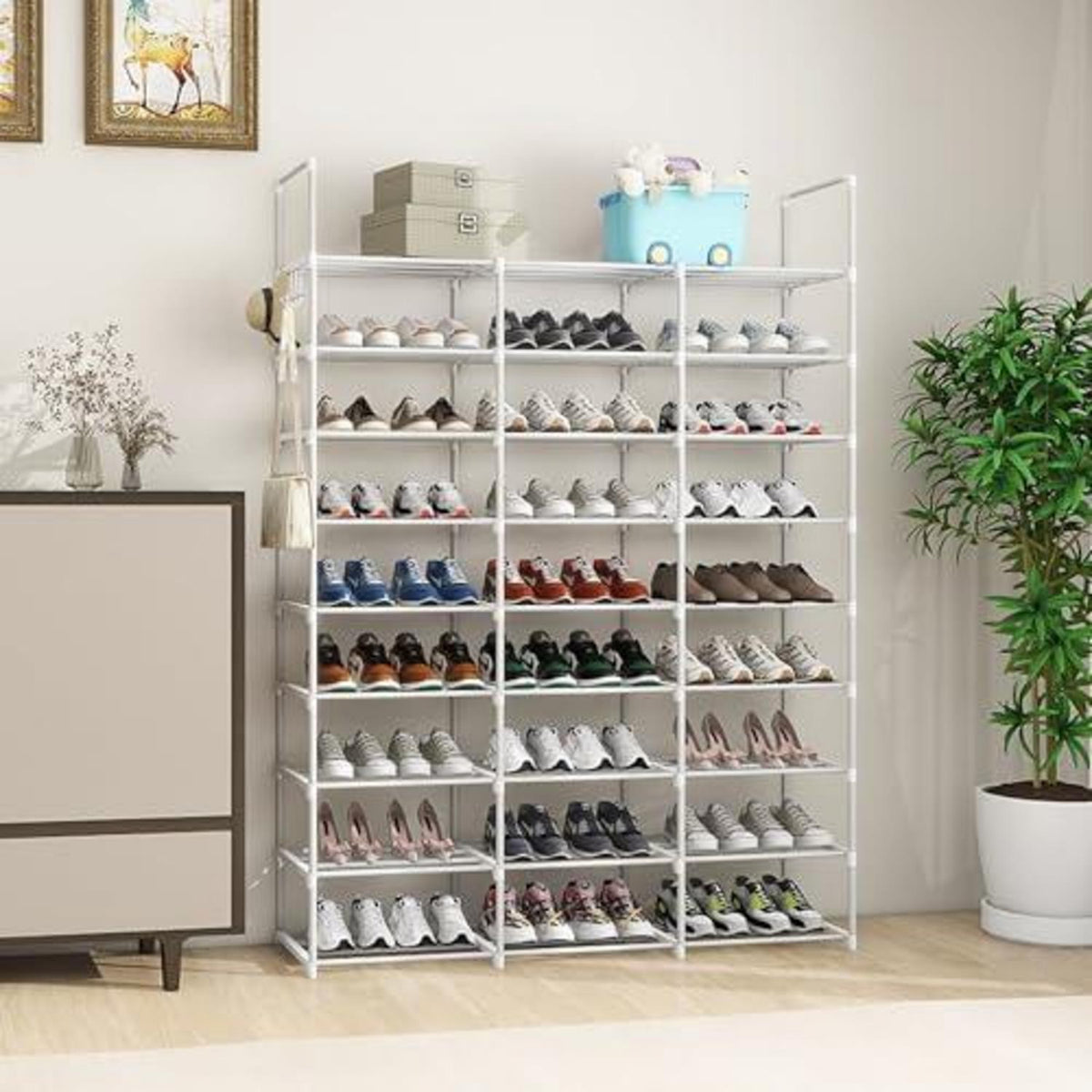 9-stöckiges Schuhregal schmal – 54 Paar, weiß