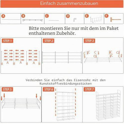 9-stöckiges Schuhregal schmal – 54 Paar, weiß
