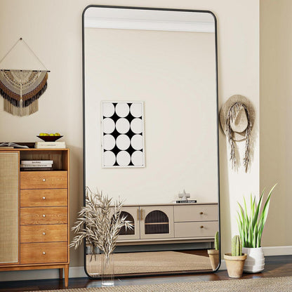 Ganzkörperspiegel 171x76cm Schwarz – Standspiegel zum Anlehnen & Aufhängen