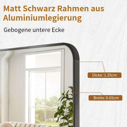 Ganzkörperspiegel 171x76cm Schwarz – Standspiegel zum Anlehnen & Aufhängen