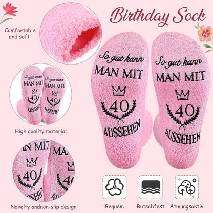 Geburtstagsgeschenk 40. Geburtstag für Frauen: Kosmetiktasche, Socken, Schlüsselanhänger