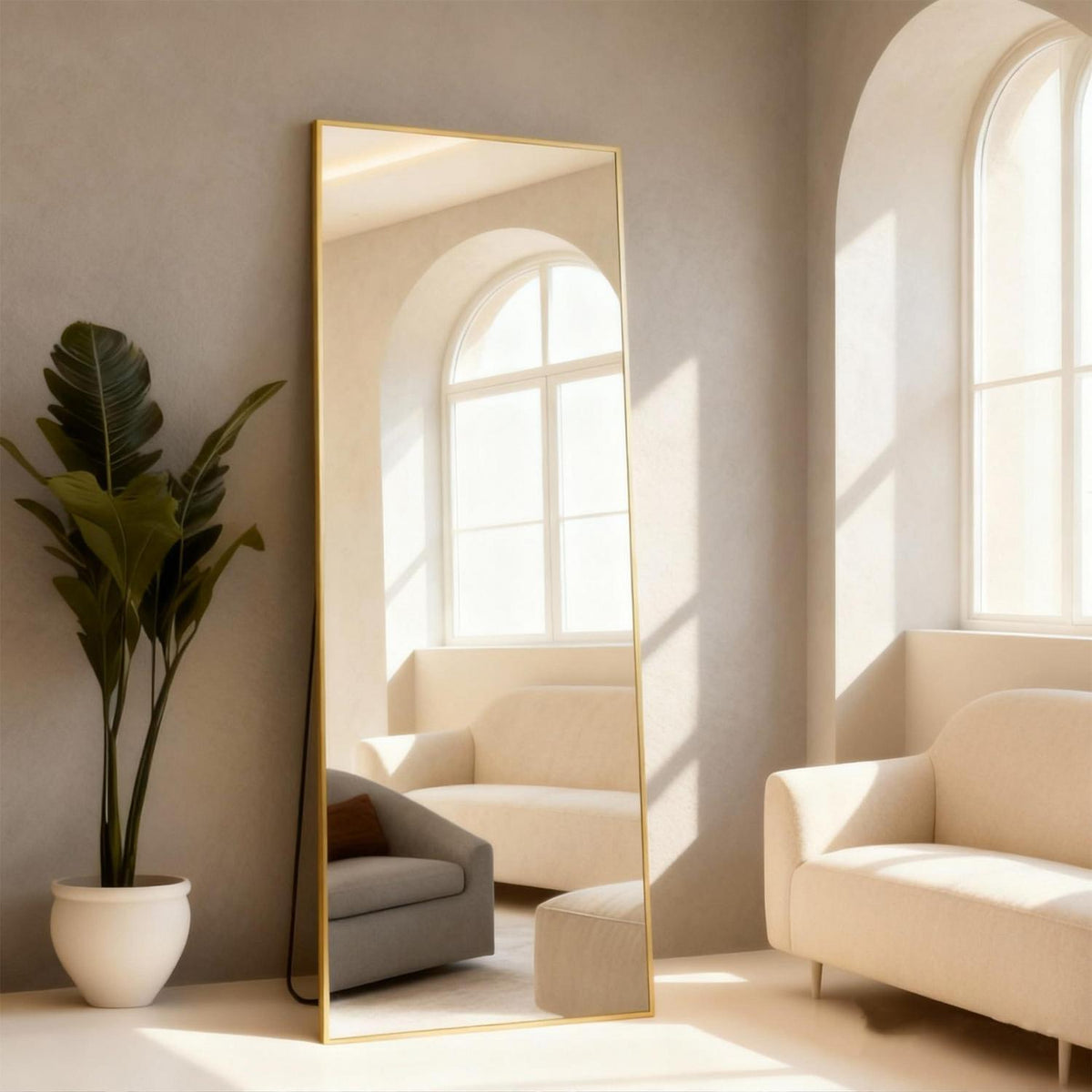 Großer Standspiegel 165x60cm mit Goldrahmen – Wand & Boden