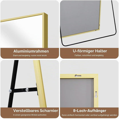 Großer Standspiegel 165x60cm mit Goldrahmen – Wand & Boden