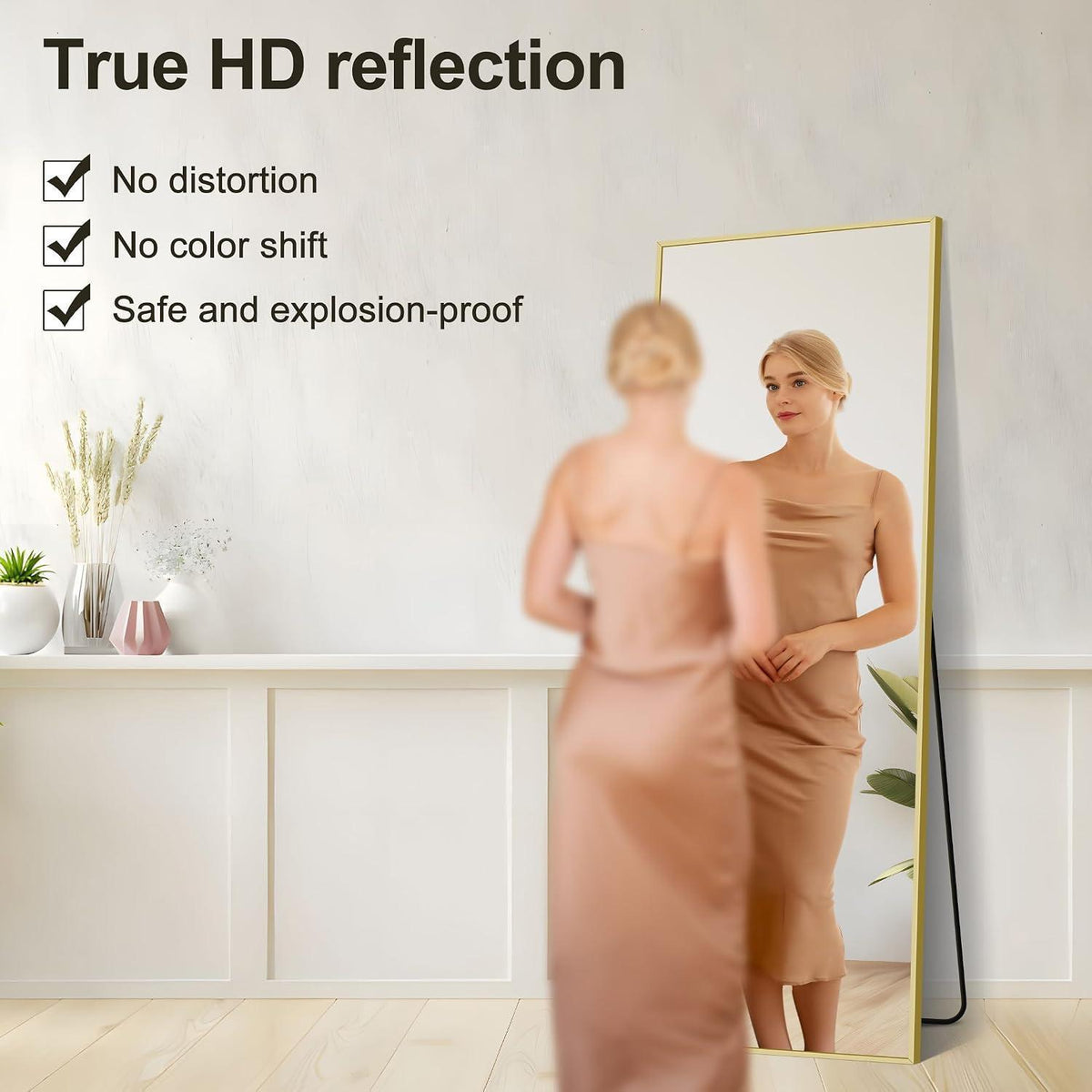Großer Standspiegel 165x60cm mit Goldrahmen – Wand & Boden