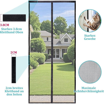 Magnetischer Fliegengitter Tür 80x220cm Schwarz Robust