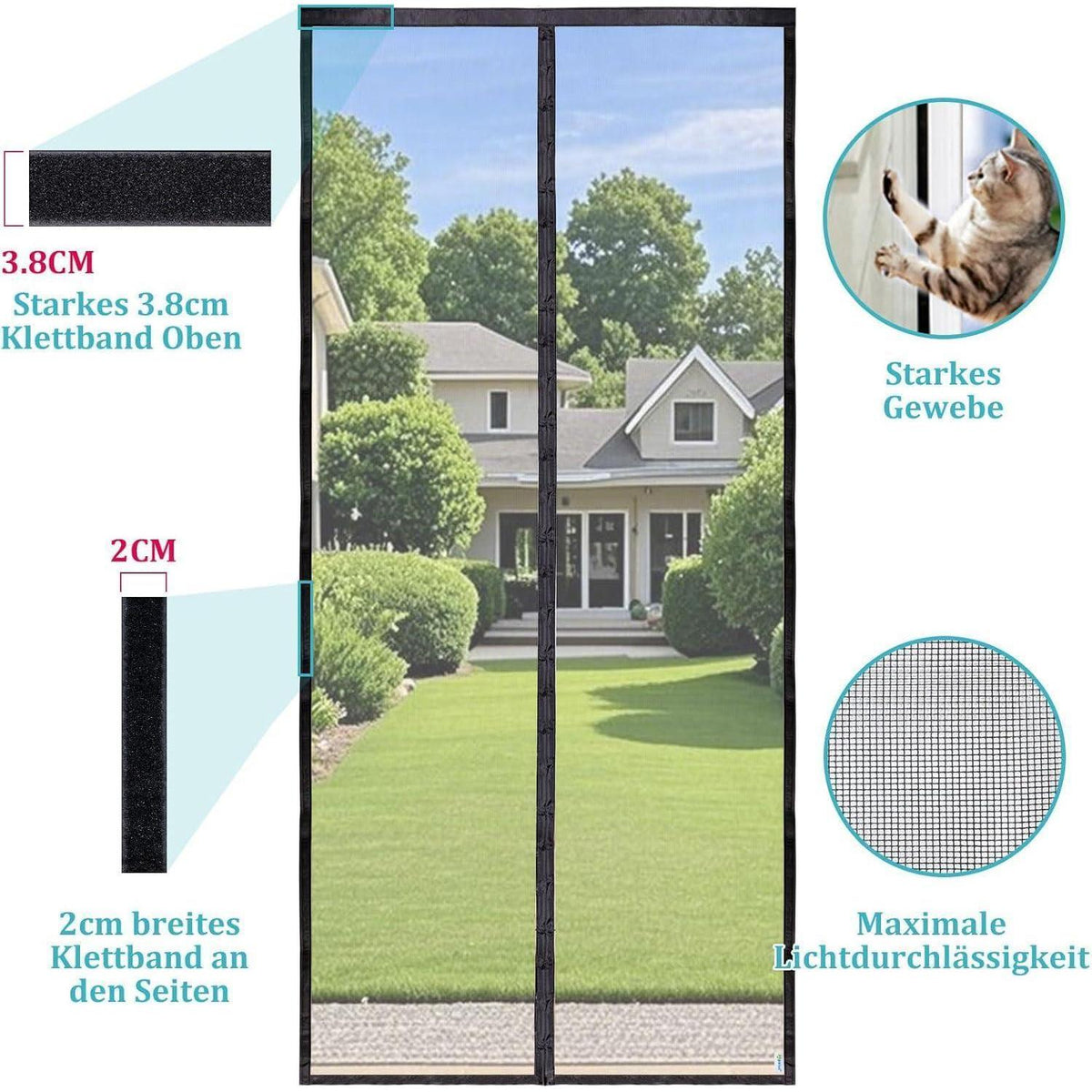 Magnetischer Insektenschutz für Balkontür 95x200cm Schwarz
