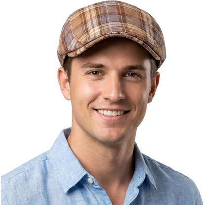 Karierte Schiebermütze Herren Damen Sommer Flatcap Vintage