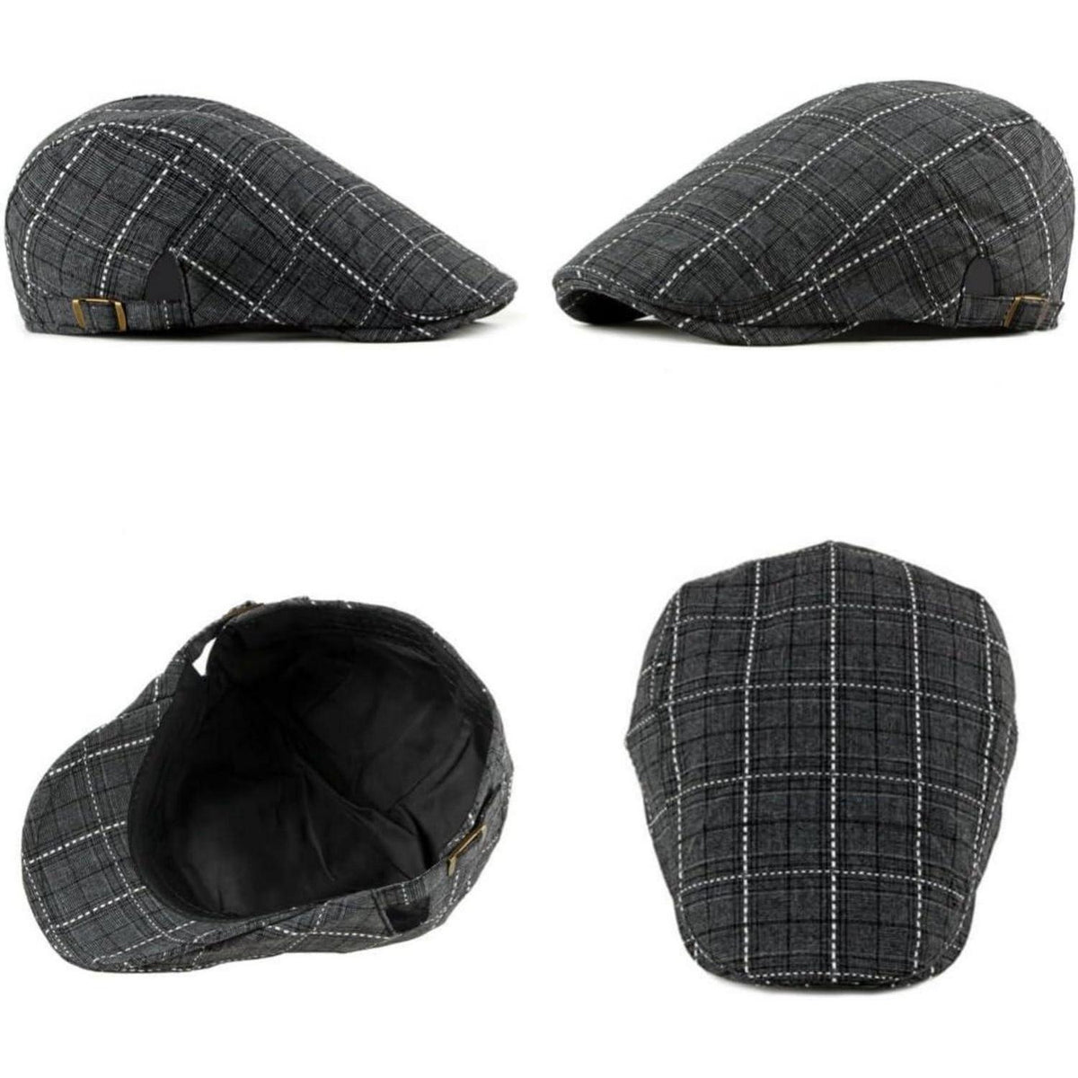 Karierte Schiebermütze Herren Damen Vintage Flatcap Newsboy Cap