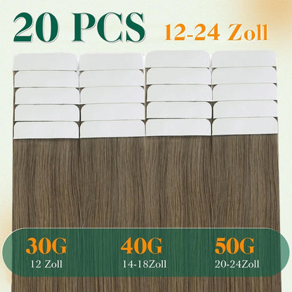 Echthaar Tape Extensions Blond Ombre 50cm