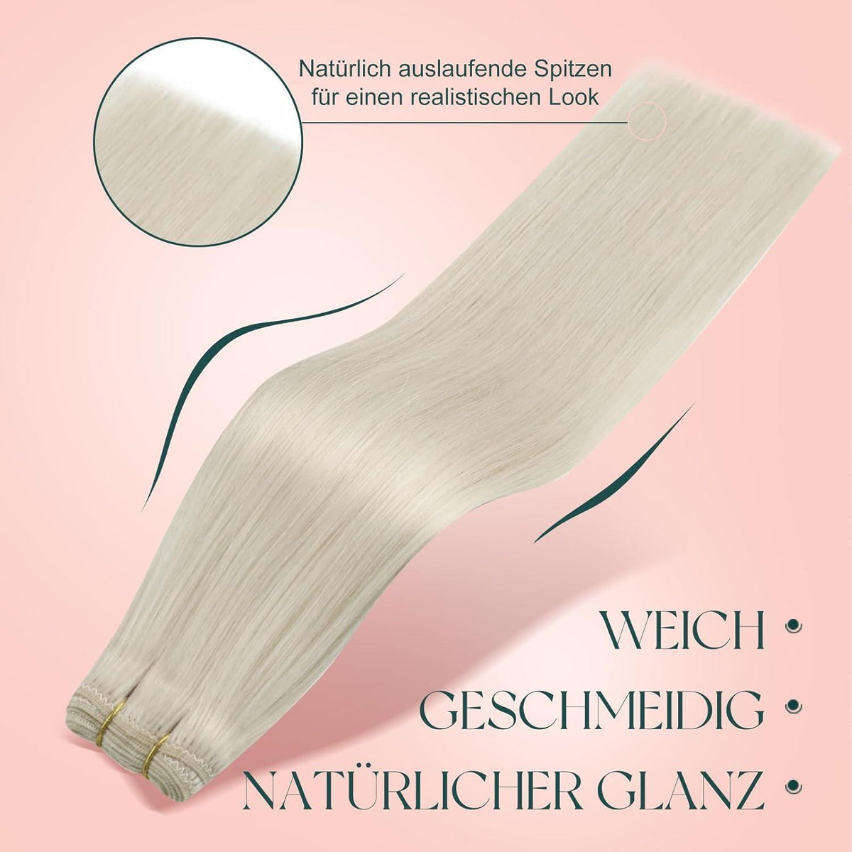 Echthaar Tressen Weißblond 40cm – Natürliche Haarverlängerung