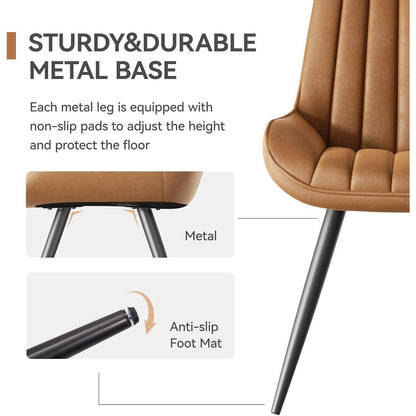 Esszimmerstühle 4er Set | Braun | Polsterstühle mit Sitzkissen
