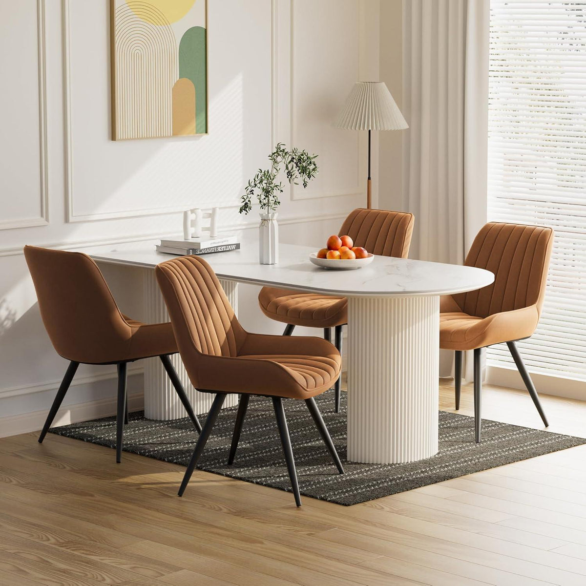 Esszimmerstühle 4er Set | Braun | Polsterstühle mit Sitzkissen
