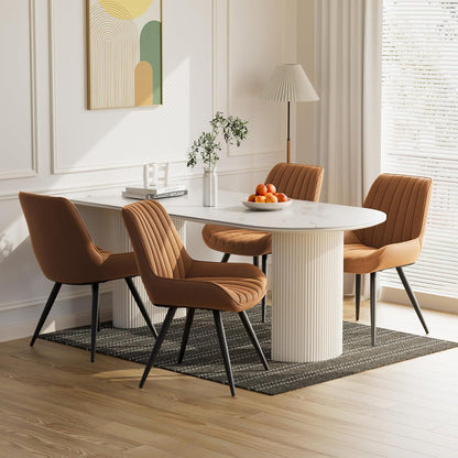 Esszimmerstühle 4er Set | Braun | Polsterstühle mit Sitzkissen