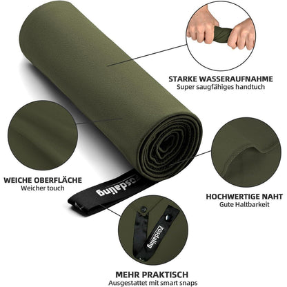 Mikrofaser Handtuch 3er Set Armeegrün Schnelltrocknend & Antibakteriell