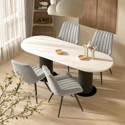 Esszimmerstühle 4er Set Grau | Polsterstühle mit Sitzkissen