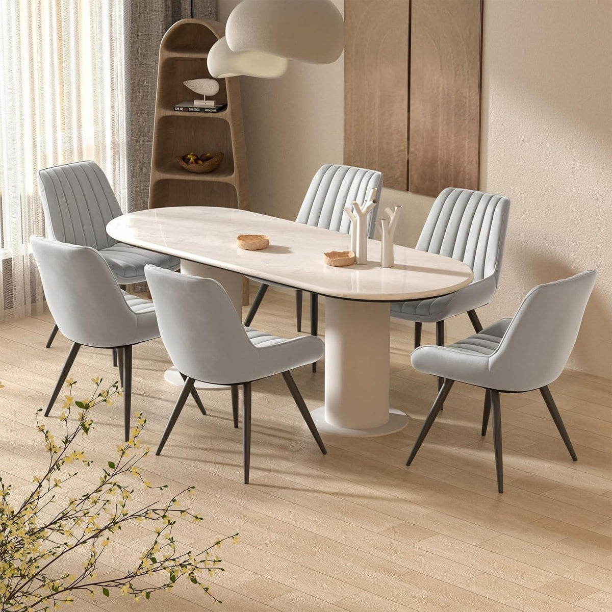 Esszimmerstühle 4er Set Grau | Polsterstühle mit Sitzkissen