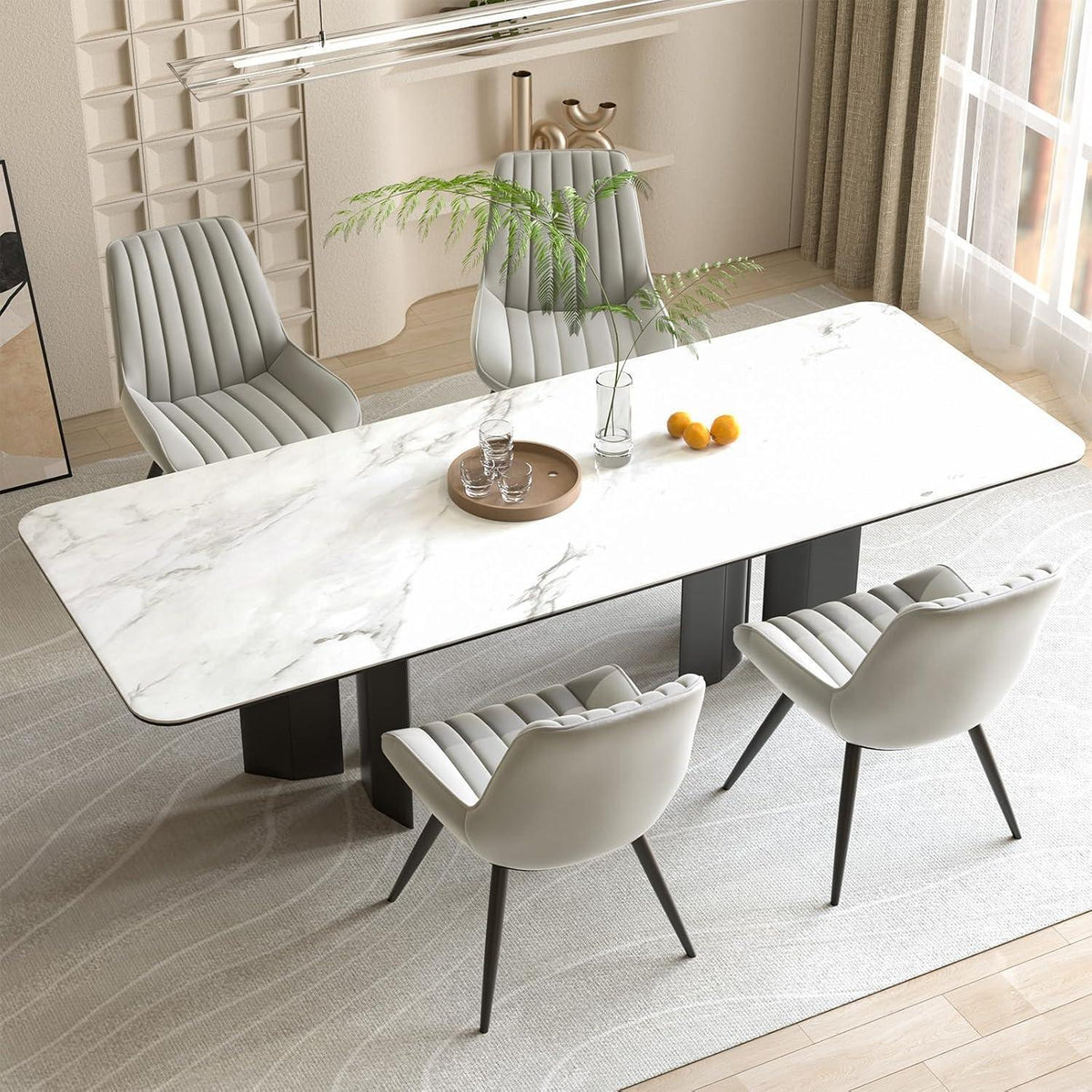 Esszimmerstühle 4er Set Grau | Polsterstühle mit Sitzkissen