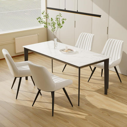 Esszimmerstühle 2er Set | Polsterstühle mit Sitzkissen Weiß