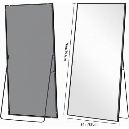 Ganzkörperspiegel 192x85cm Standspiegel mit schwarzem Aluminiumrahmen