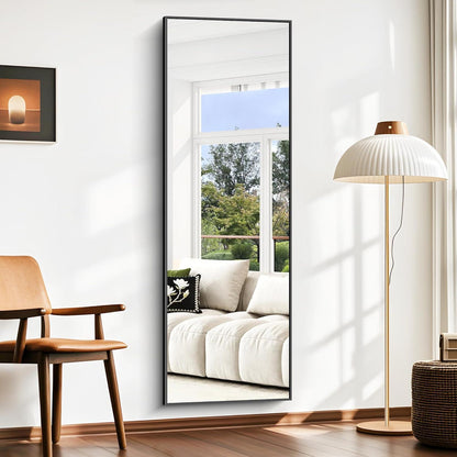 Ganzkörperspiegel 161x52cm Standspiegel mit Schwarzrahmen