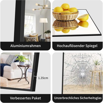 Ganzkörperspiegel 165x60cm Standspiegel Schwarz Rechteckig
