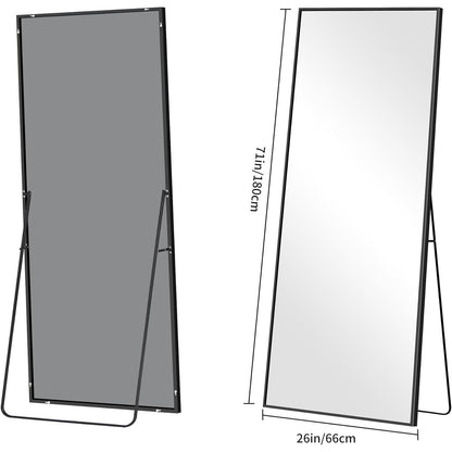 Ganzkörperspiegel 179x65cm Standspiegel mit schwarzem Aluminiumrahmen