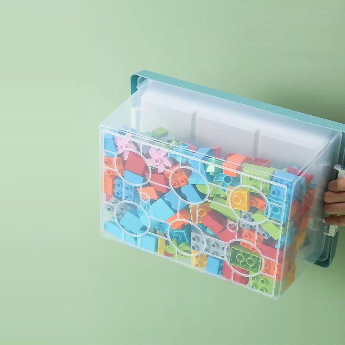 Spielzeug Aufbewahrungsboxen mit Deckel & Tablett, 3er Set Blau