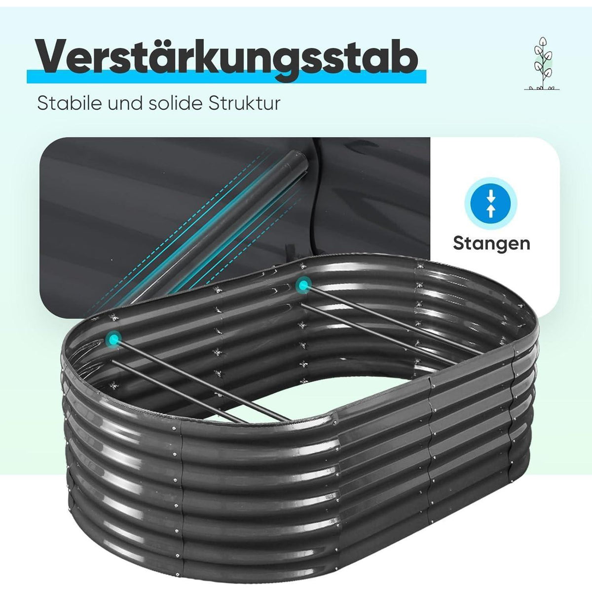 Hochbeet Metall 240x120x45cm Grau, Wetterfest & Rostfrei