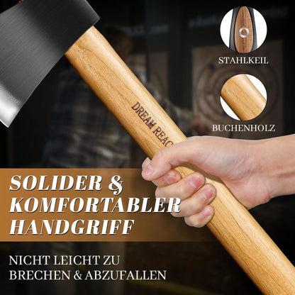 Hochwertige Wikinger Axt mit Scheide für Camping & Outdoor in Lederoptik